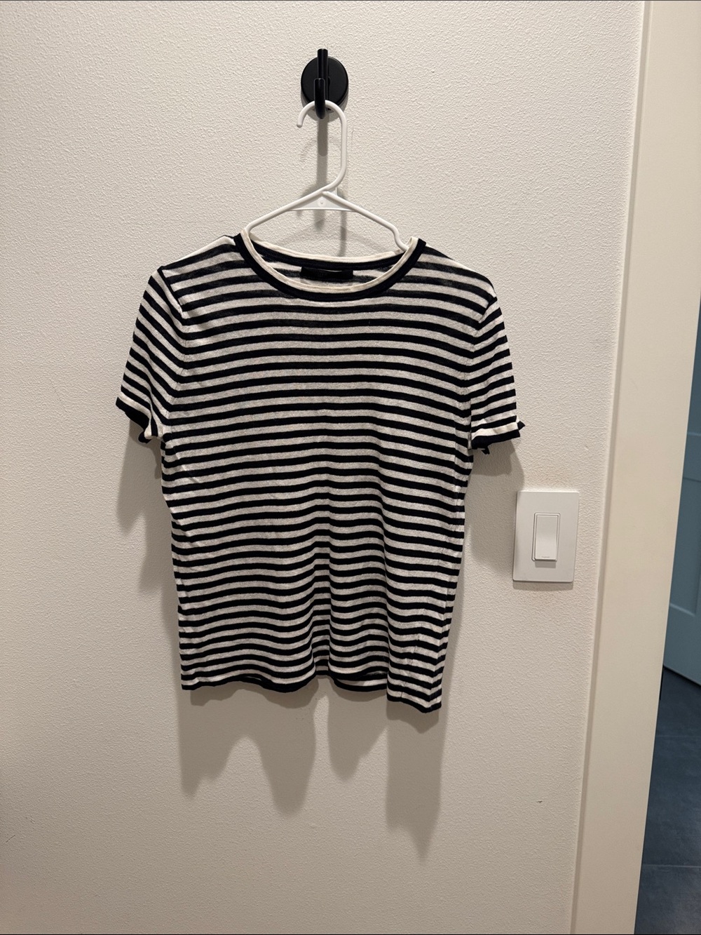 Jenni Kayne Black and White Striped Short Sleeve Tee